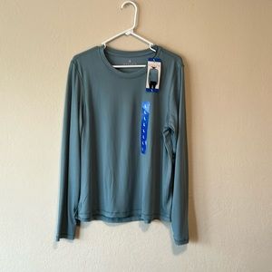 NWT Danskin Ladies' Ribbed Long Sleeve Active Top | Sizes L | Smoke blue